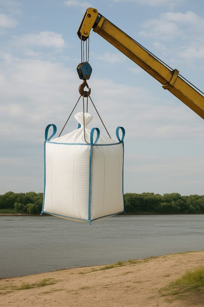 Aplikasi jumbo bag untuk abrasi