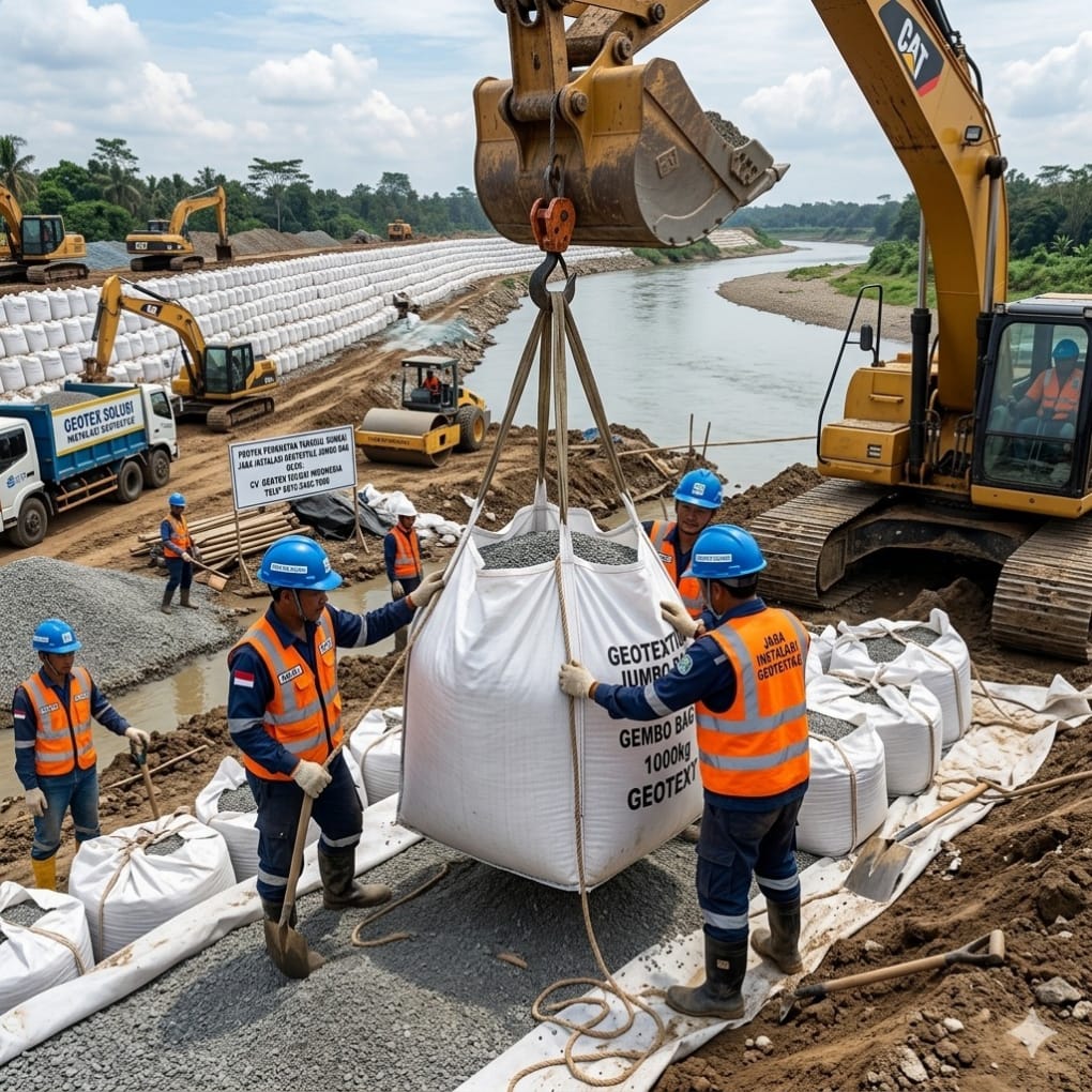 Jasa instalasi geotextile jumbo bag